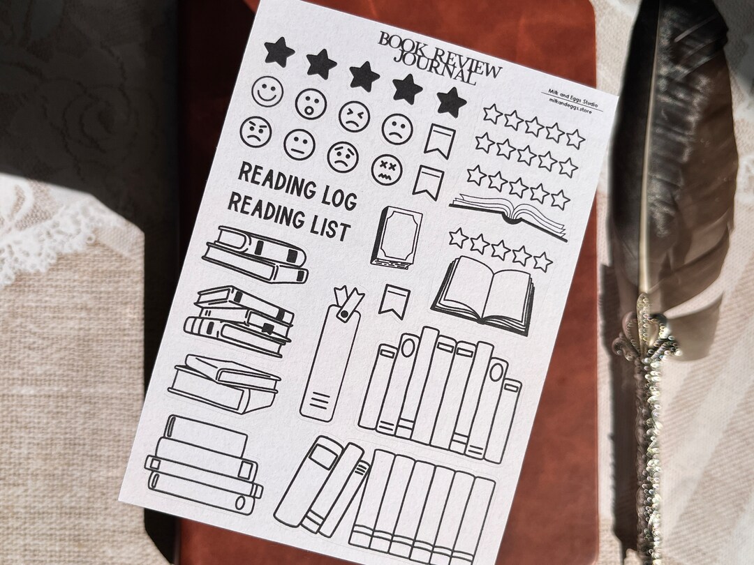 Literature Review Stickers Book Review Journal Sticker Sheet, Library Review Planning Stickers ...