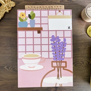Impressão artística para mesa de trabalho, quarto de chá, impressão de cartão postal A6 fosco, 350 g/m², arte kawaii, conjunto de comida fofa, decoração estética de sala, impressão artística ilustrada