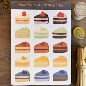 Hoja de pegatinas de rebanadas de pastel, decoración de alimentos, pegatinas de repostería lindas, diario de balas de postre, diario estético Cottagecore, planificador coreano Kawaii