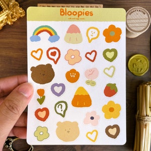 Linda hoja de pegatinas de garabatos, pegatinas decorativas de Bujo Kawaii, diario de balas Scribble, pegatinas Polco Deco, planificador Cottagecore