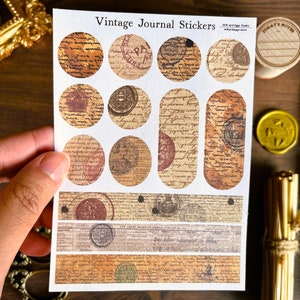 Vintage Journal Sticker Vel, Oude Stickers, Retro Bullet Journal, Boho Journal, Cottagecore Decoratieve Planner Stickers, Klassiek Stationair