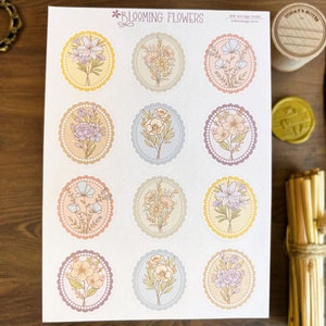 Foglio adesivo fiori in fiore, adesivi Fairycore, diario proiettile floreale, patch all'uncinetto, pianificatore Cottagecore, carino Kawaii Bujo Journaling