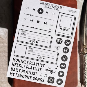 Music Playlist Rating Sticker Sheet, Musical Planning Stickers, Bullet Journal Stickers, Vintage Journaling, Planner Stickers, Bujo Sticker