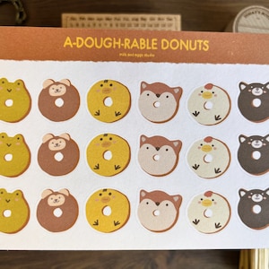 Hoja de pegatinas de donas, pegatinas de diario de balas, pegatinas de donas adorables y adorables, diario de postres, planificador Kawaii, pegatinas estéticas coreanas