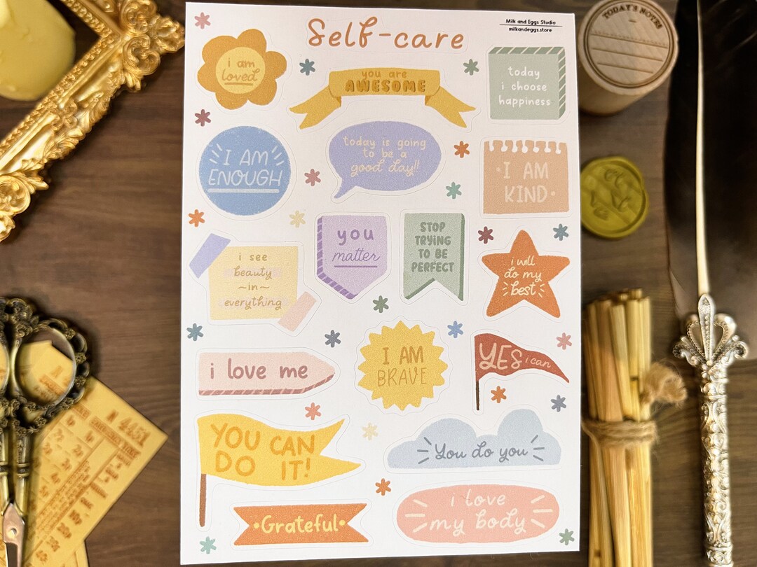 Self Care Sticker Sheet: Boho Planner Stickers - Etsy