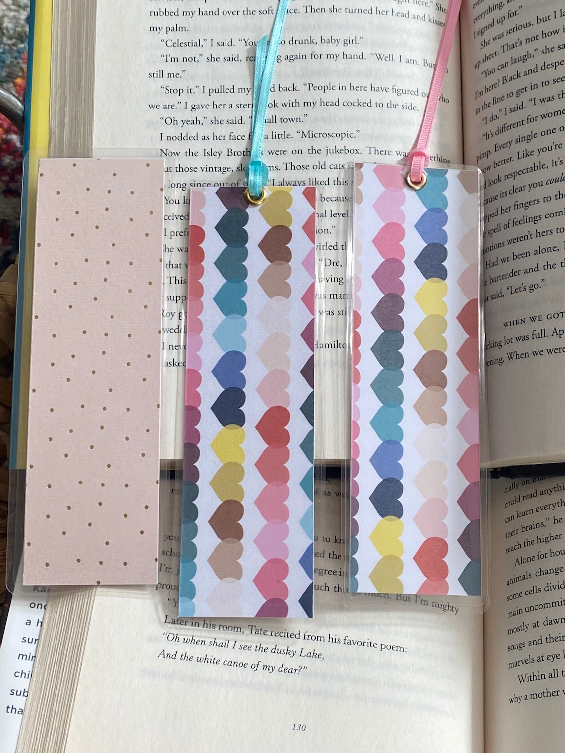 Summer Laminated Bookmarks With Gold Metal Eyelet and Ribbon Etsy