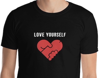 Love Yourself, Penis Heart, Handjob lover, Handjob Giver - Funny Shirt, Women's, Men's, Short-Sleeve Unisex T-Shirt