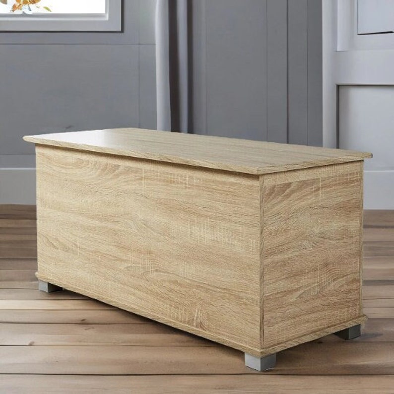 Natural Oak Wooden Large Storage Chest Ottoman Bedding Blanket Box