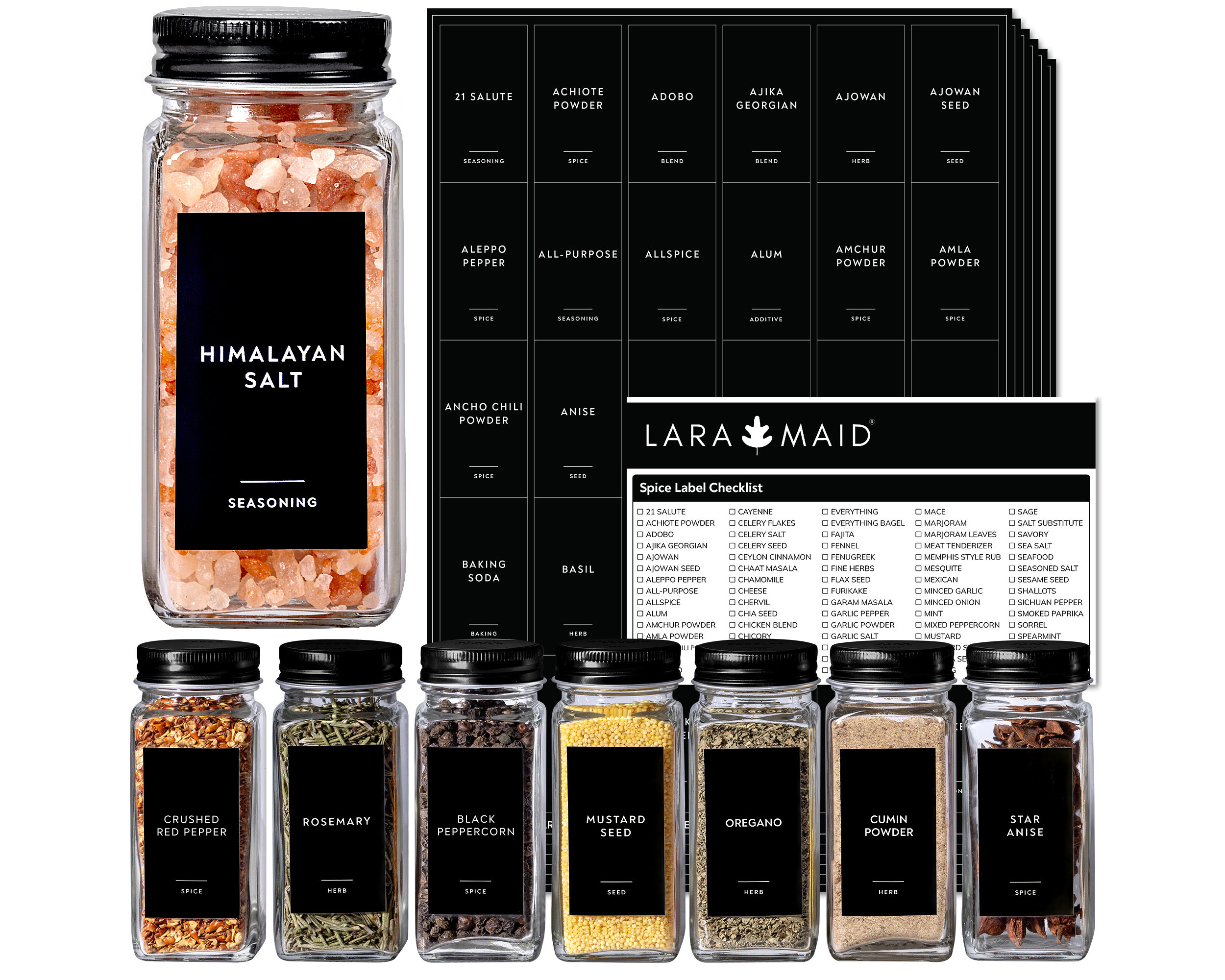 160 Minimalist Black Spice Labels. Preprinted Modern Farmhouse Spice Jar  Labels. Black Vinyl Stickers White. Organization for Pantry Jars 