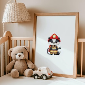 Poster "Feuerwehr Dachs"| A4 | Kinderzimmerposter | Kinderposter | Baby | Geschenk | Feuerwehr | Feuerwehrauto | Kinderzimmer | Babyzimmer