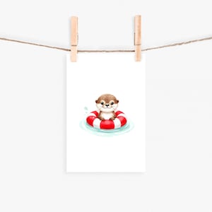 Postkarte „Plantsch-Otter“ | A6 | Grußkarte | Brief | Briefpapier | Karten | Kinderzimmer |  Otter | Strand | Sommer | | Schwimmring