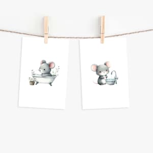 Postkarten-Set „Bademäuse“ | A6 | Grußkarte | Brief | Briefpapier | Karten | Kinderzimmer | Badezimmer | Postkarten | Mäuse