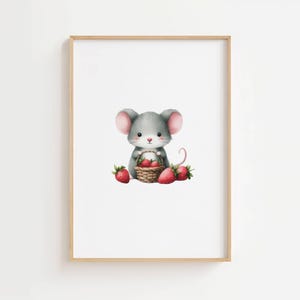 Poster "Erdbeermaus"| A4 | Kinderzimmerposter | Kinderposter | Poster | Baby | Geschenk | Mäuseposter | Kinderzimmer | Babyzimmer | Erdbeere