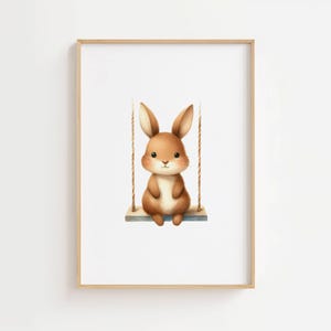 Poster "Schaukelhase"| A4 | Kinderzimmerposter | Kinderposter | Poster | Baby | Geschenk | Hasenposter | Kinderzimmer | Babyzimmer