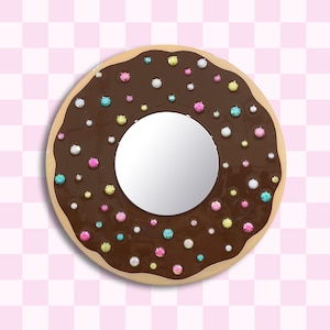 DONUT MIRROR with GEM Sprinkles - Wall Pop Art / 12 x 12 in Resin Wall Decor