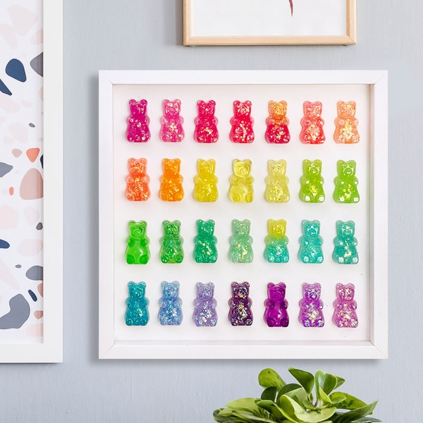 LARGE GUMMY BEAR 3D Wall Pop Art / Rainbow Glitter Resin Handmade Wall Decor