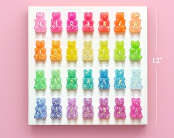 LARGE GUMMY BEAR 3D Wall Pop Art / Rainbow Glitter Resin Handmade Wall Decor