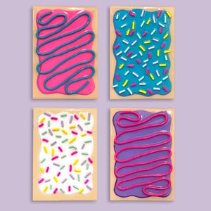 POP TART Inspired BUNDLE - 4 Pack of Colorful Pastries - 3D Resin Food Art - Wall Decor - Quirky Wall Art - Faux Food-Multiple Sizes