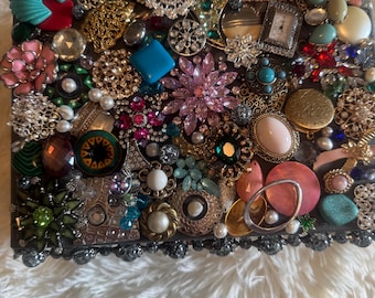 Jeweled Jewelry box ,  Jeweled box, Repurposed Jewelry box, Sparkly Jewelry box, Jeweled box with Bling. Jewelry box