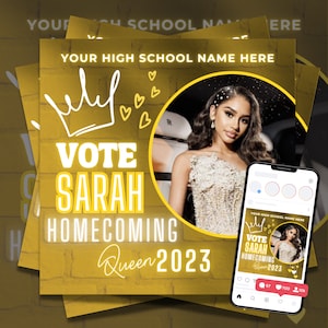 Homecoming Queen Flyer, Homecoming Flyer, Vote for Me Flyer, Homecoming King, Campaign Flyer Template for Canva, High School Homecoming HOCO