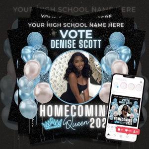 Homecoming Queen Flyer, Homecoming Flyer, Vote for Me Flyer, Homecoming King, Campaign Flyer Template for Canva, High School Homecoming HOCO