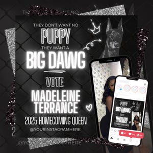 Heimkehr Königin Flyer Vorlage, bearbeitbares HOCO Queen Poster, Vote für Me Social Media Post, druckbare Flyer Vorlage für Canva,