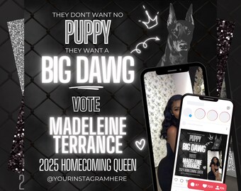 Homecoming Queen Flyer Template, Editable HOCO Queen Poster, Vote for Me Social Media Post, Printable Flyer Template for Canva,