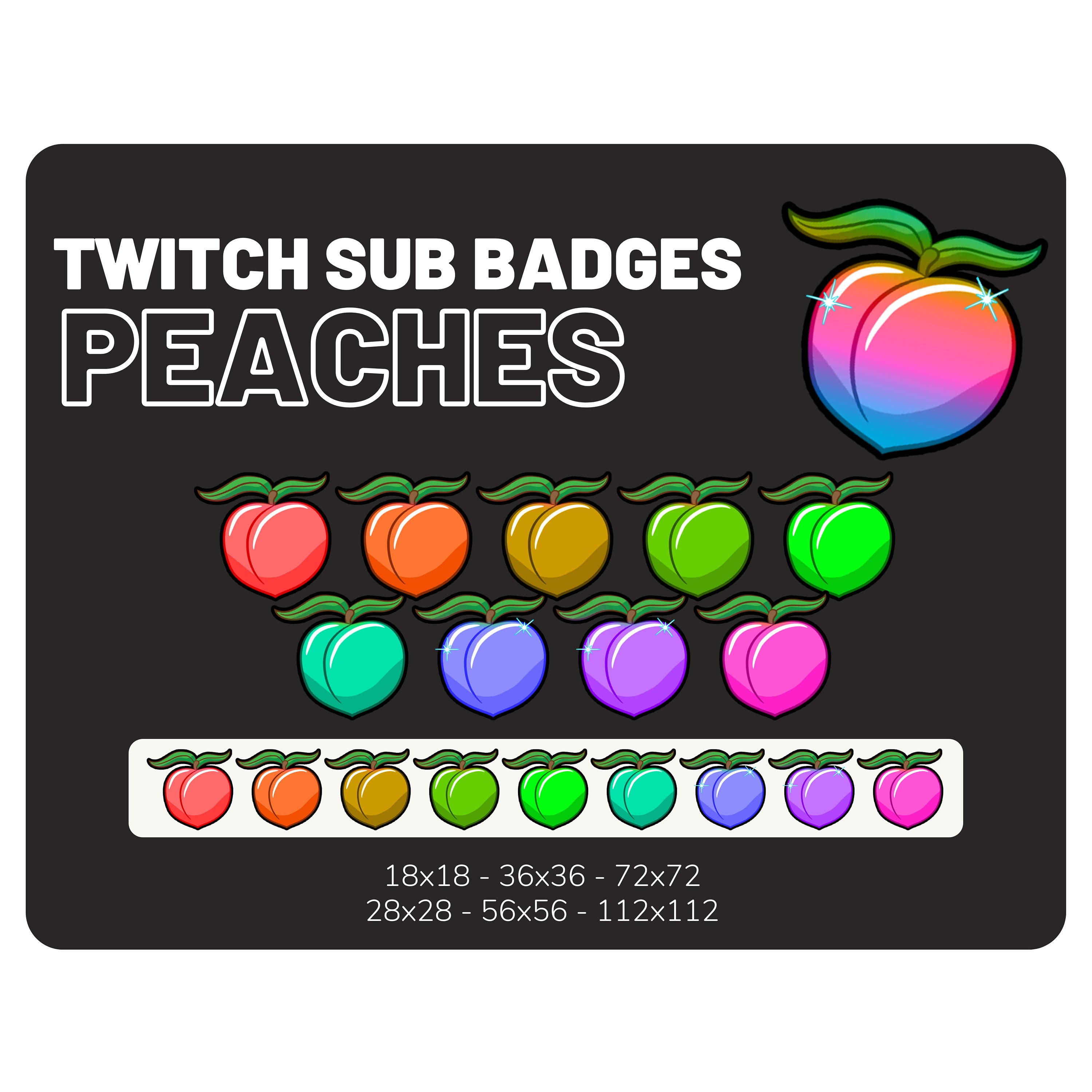 Peaches Twitch Sub Badge Bundle, Emote, Streamer Emoji, Cheer Badge ...