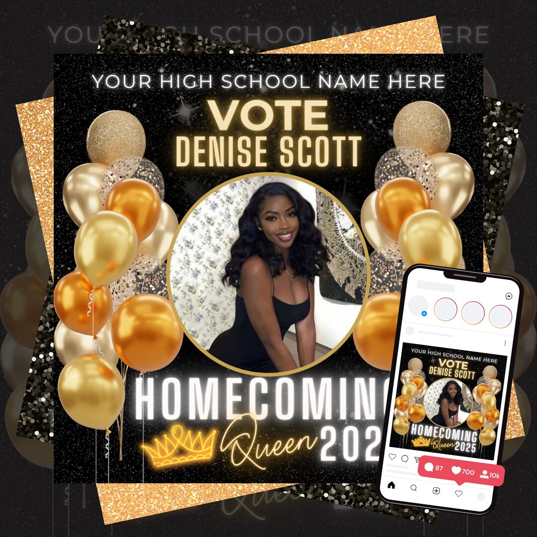 Homecoming Queen Flyer Template, Editable HOCO Queen Poster, Vote for ...