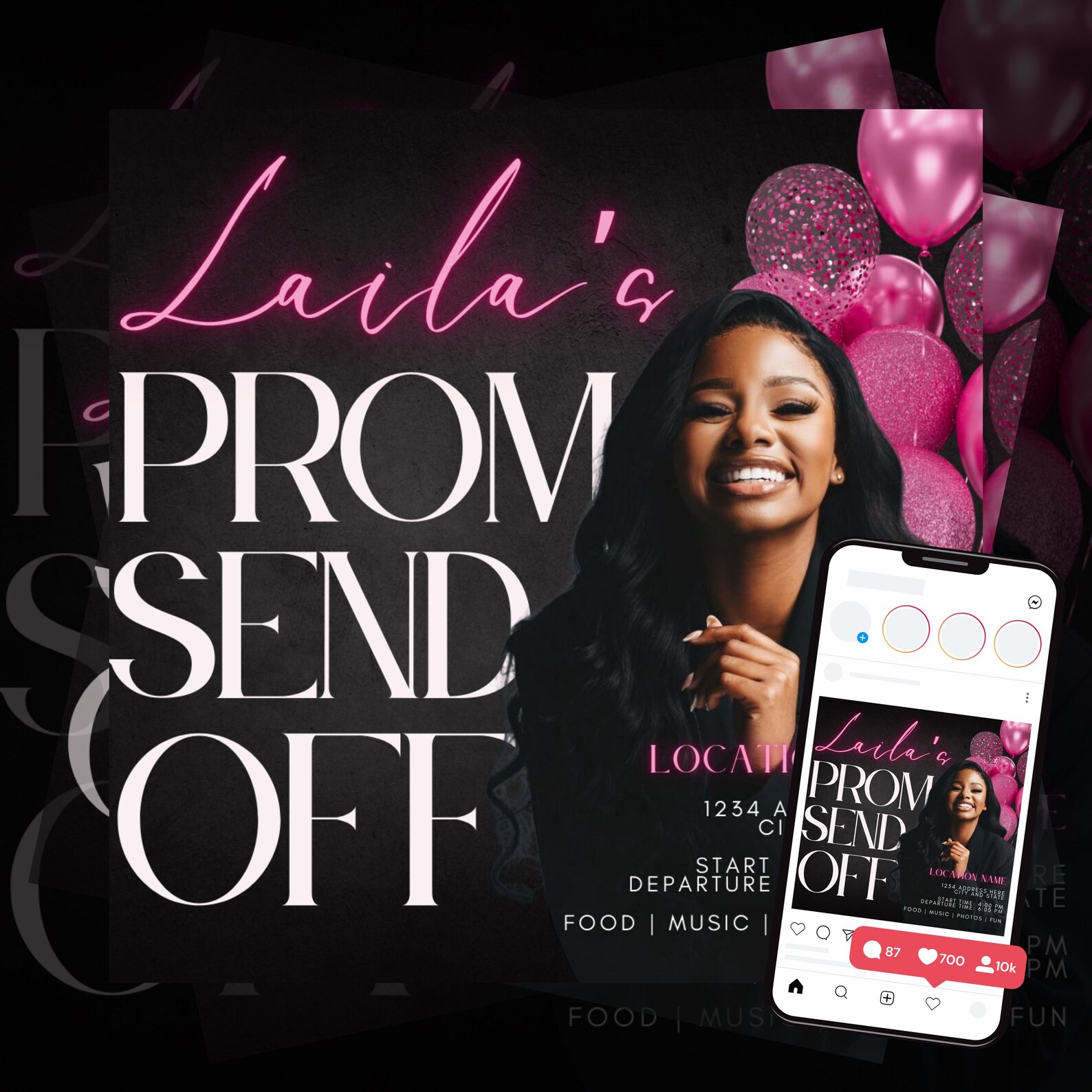DIY Editable Prom Send off Flyer Prom Invitation Flyer Prom Flyer Prom ...