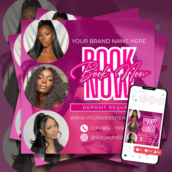 Editable Book Now Flyer, DIY Appointments Available Template, Premade Flyer Template, Hair, Lashes, Make up, Nails, Stylist, Canva Template