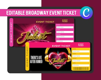 Bearbeitbare & Juliet Broadway Ticket Vorlage Überraschungsveranstaltung Einladung