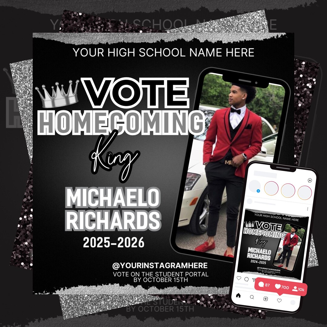 Homecoming Queen Flyer Template, Editable HOCO Queen Poster, Vote for ...