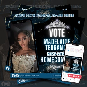 Homecoming Queen Flyer, Homecoming Flyer, Vote for Me Flyer, Homecoming King, Campaign Flyer Template for Canva, High School Homecoming HOCO