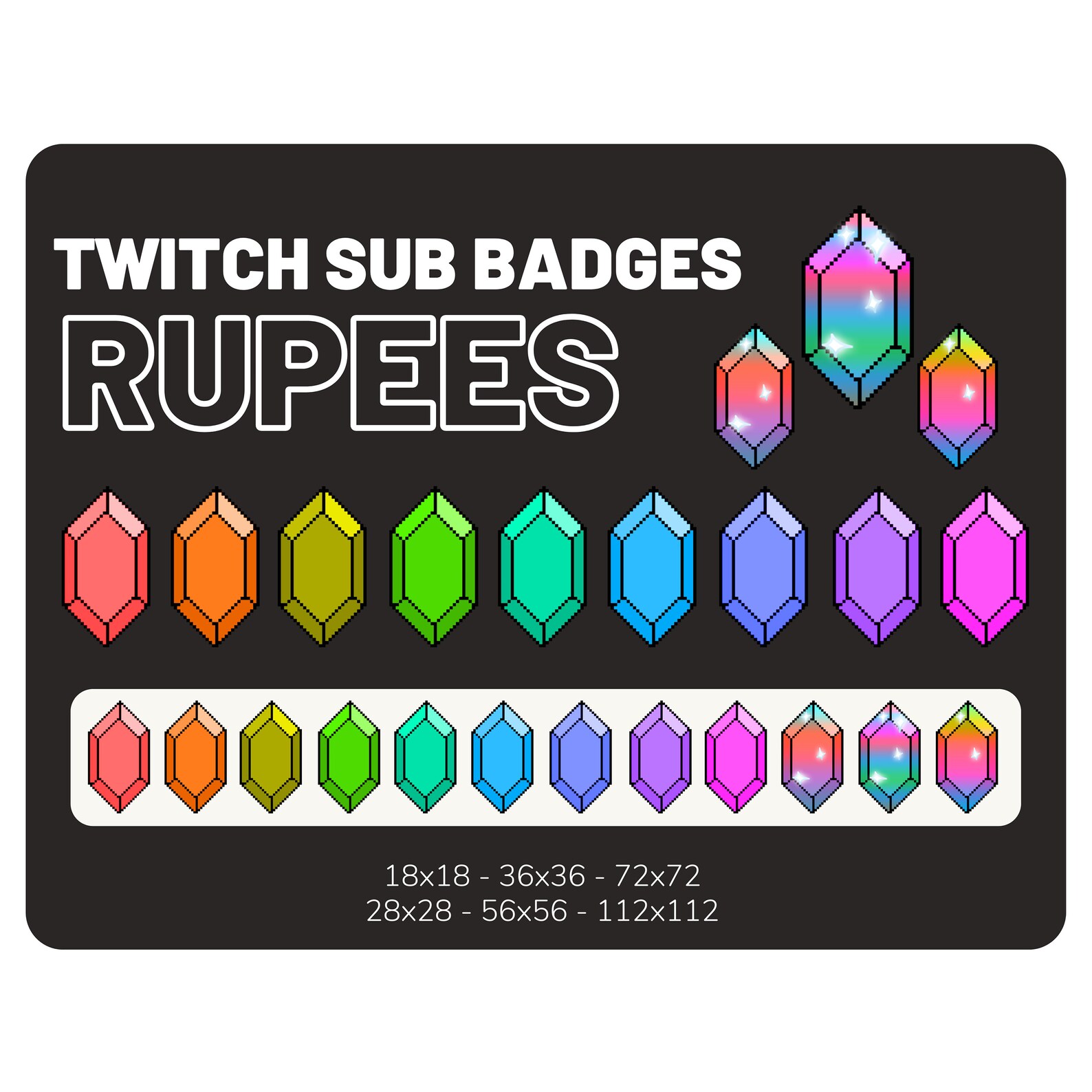 Twitch Sub Badges Twitch Emotes 12x Rupee Bit Badge Gems Etsy