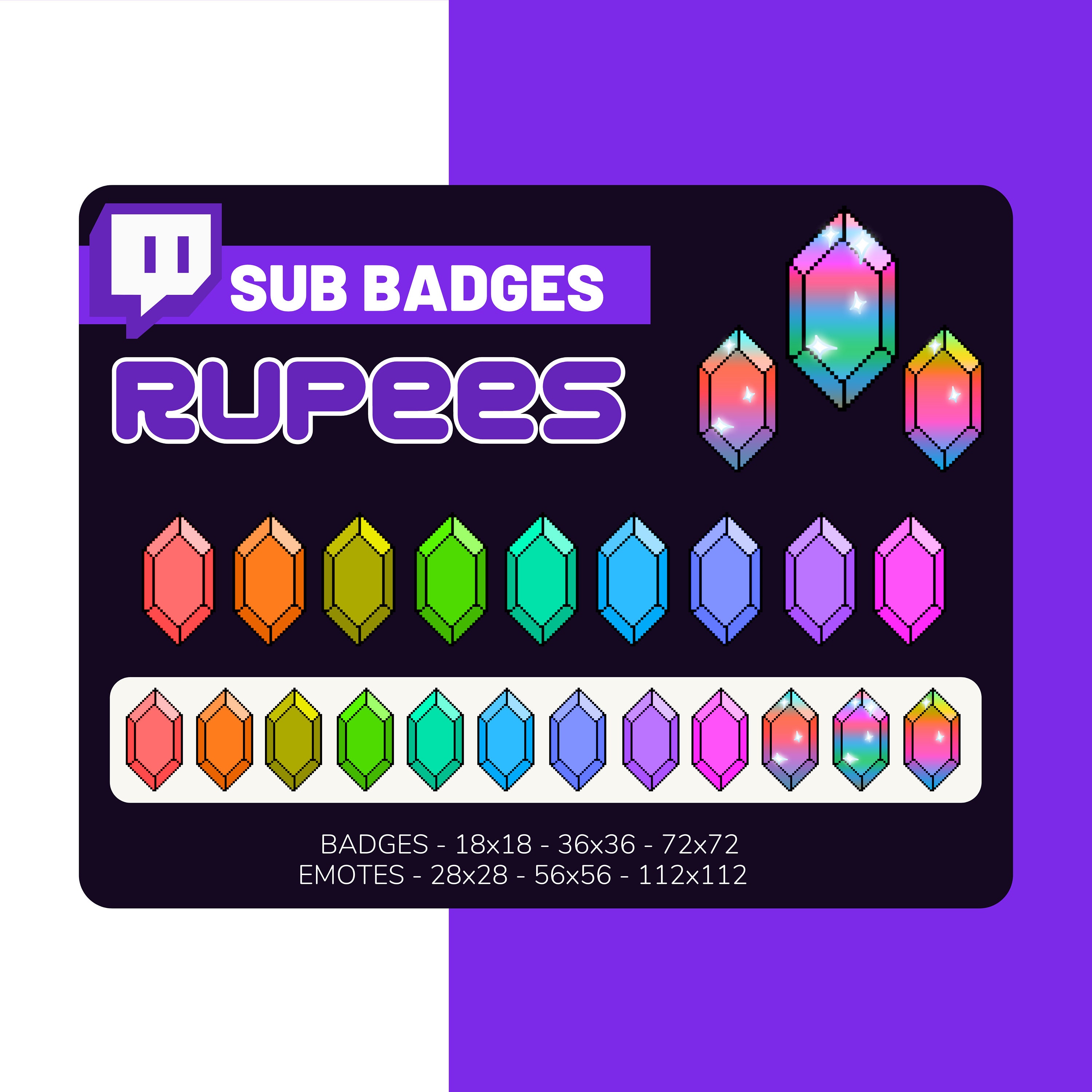 Twitch Sub Badges Twitch Emotes 12x Rupee Bit Badge Gems Etsy