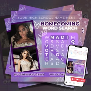 Homecoming Queen Flyer, Homecoming Flyer, Vote for Me Flyer, Homecoming King, Campaign Flyer Template for Canva, High School Homecoming HOCO