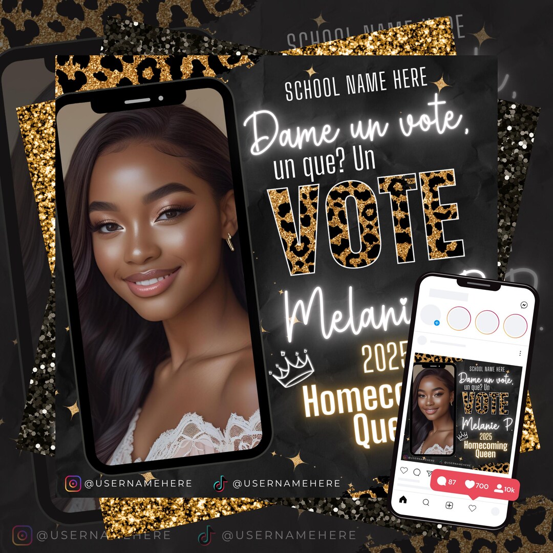 Homecoming Queen Flyer Template, Editable HOCO Queen Poster, Vote for ...