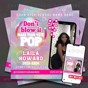 Homecoming Queen Flyer, Homecoming Flyer, Vote for Me Flyer, Homecoming King, Campaign Flyer Template for Canva, High School Homecoming HOCO