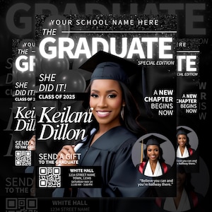 Graduation Magazine Design Template Bundle, Senior Class of 2026 Magazine, Graduation Magazine Cover, Editable Canva Grad Design for DIY