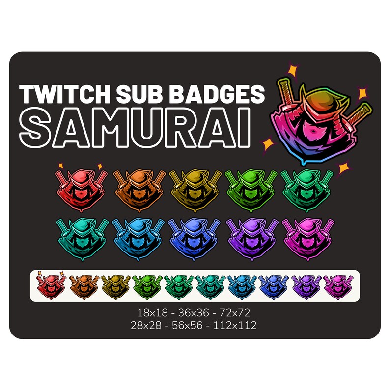 Samurai Twitch Sub Badge Bundle Emote Streamer Emoji Cheer Etsy UK