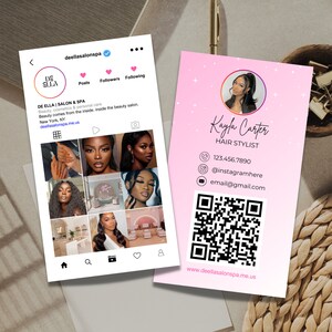 Carte de visite Instagram 2024 Carte de visite IG Lash Tech Carte de visite QR code Carte de visite Instagram Modèle de carte de visite DIY Canva