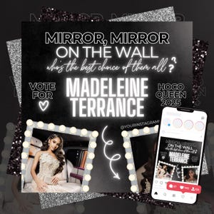 Homecoming Queen Flyer Template, Editable HOCO Queen Poster, Vote for Me Social Media Post, Printable Flyer Template for Canva,