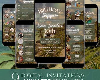 Digital Travel Itinerary Template Girls Trip, Birthday Weekend (Canva PDF)