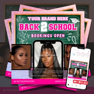August Booking Flyer, Back To School Flyer, Back To School Sale Flyer, August Hair Flyer, Lash Flyer, Nail Flyer, Back To School, Braids