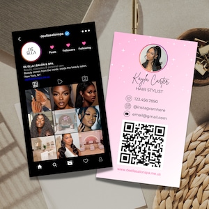 Carte de visite Instagram 2024 Carte de visite IG Lash Tech Carte de visite QR code Carte de visite Instagram Modèle de carte de visite DIY Canva