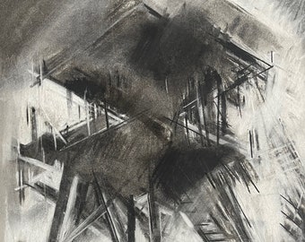 Forgotten Sentinel: Abandoned Watchtower in Greece - Semi-Abstract Chalk Drawing