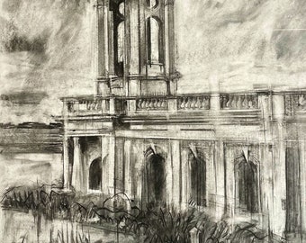 Normanton Church - Charcoal Drawing of Rutland Landmark