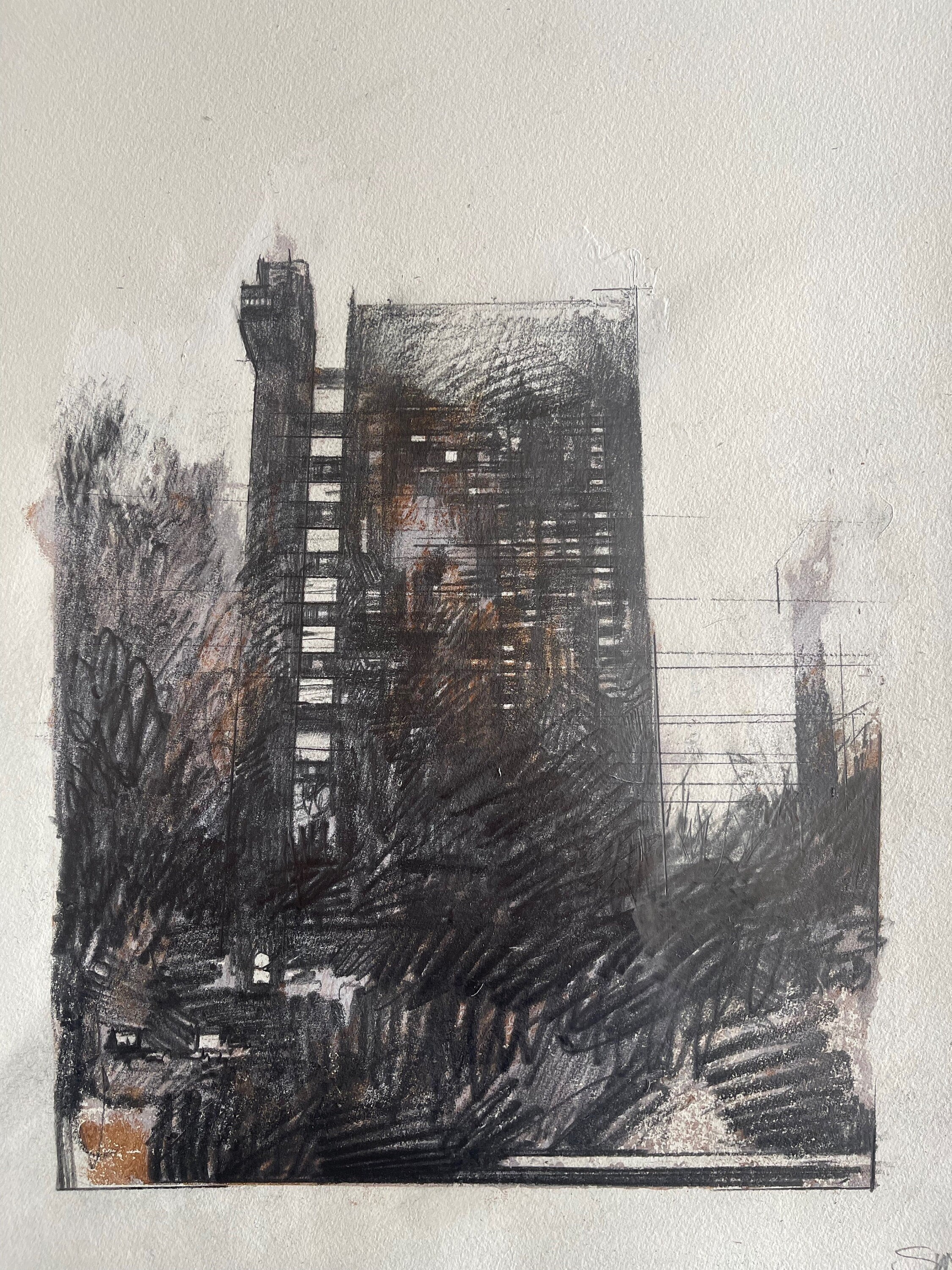 Original Graphite Drawing of Trellick Tower, London - 40cm x 53cm - Signed Artwork 2023