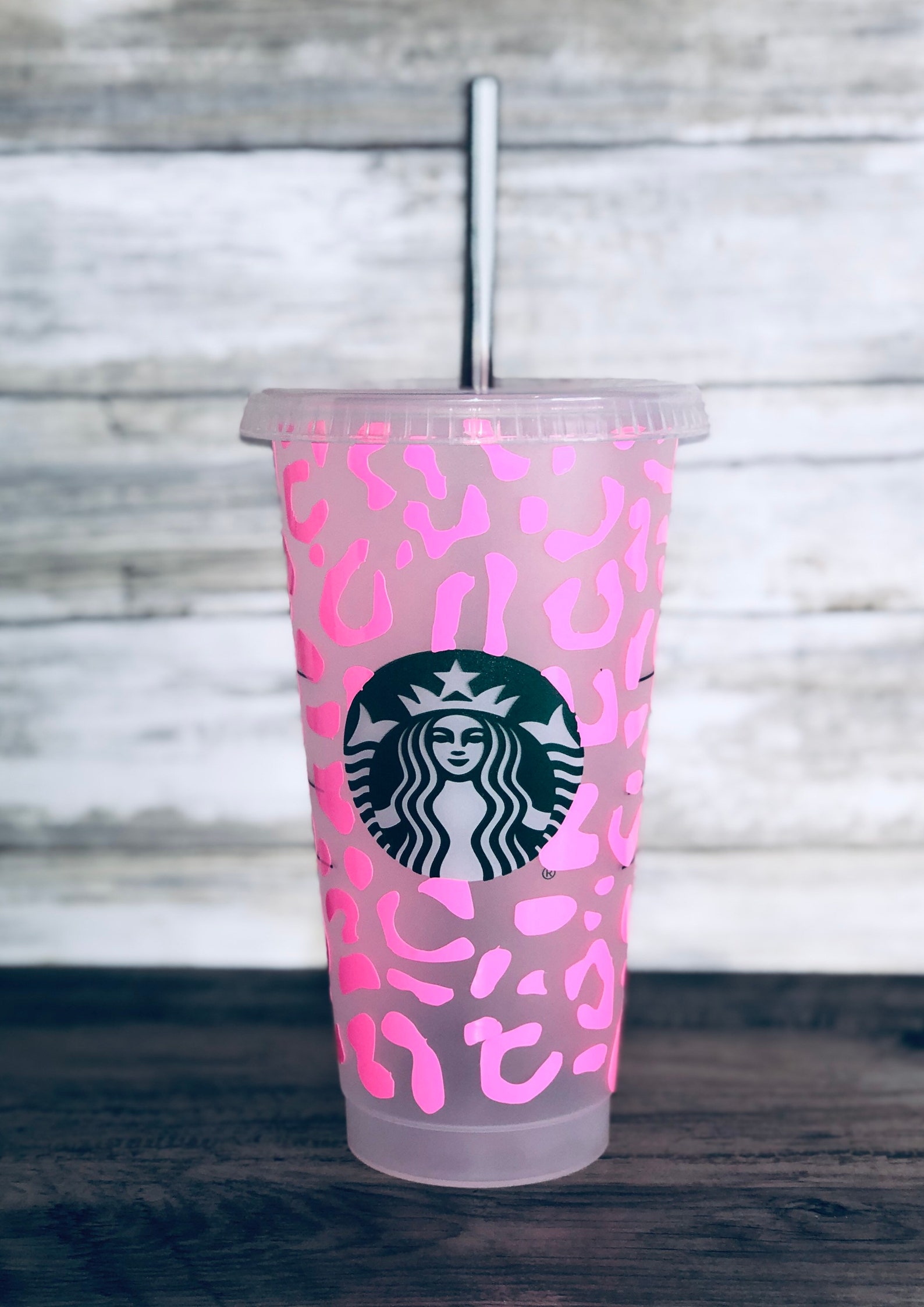 Hot Pink Leopard Print Starbucks Cup Custom Cold Cup Glam Etsy